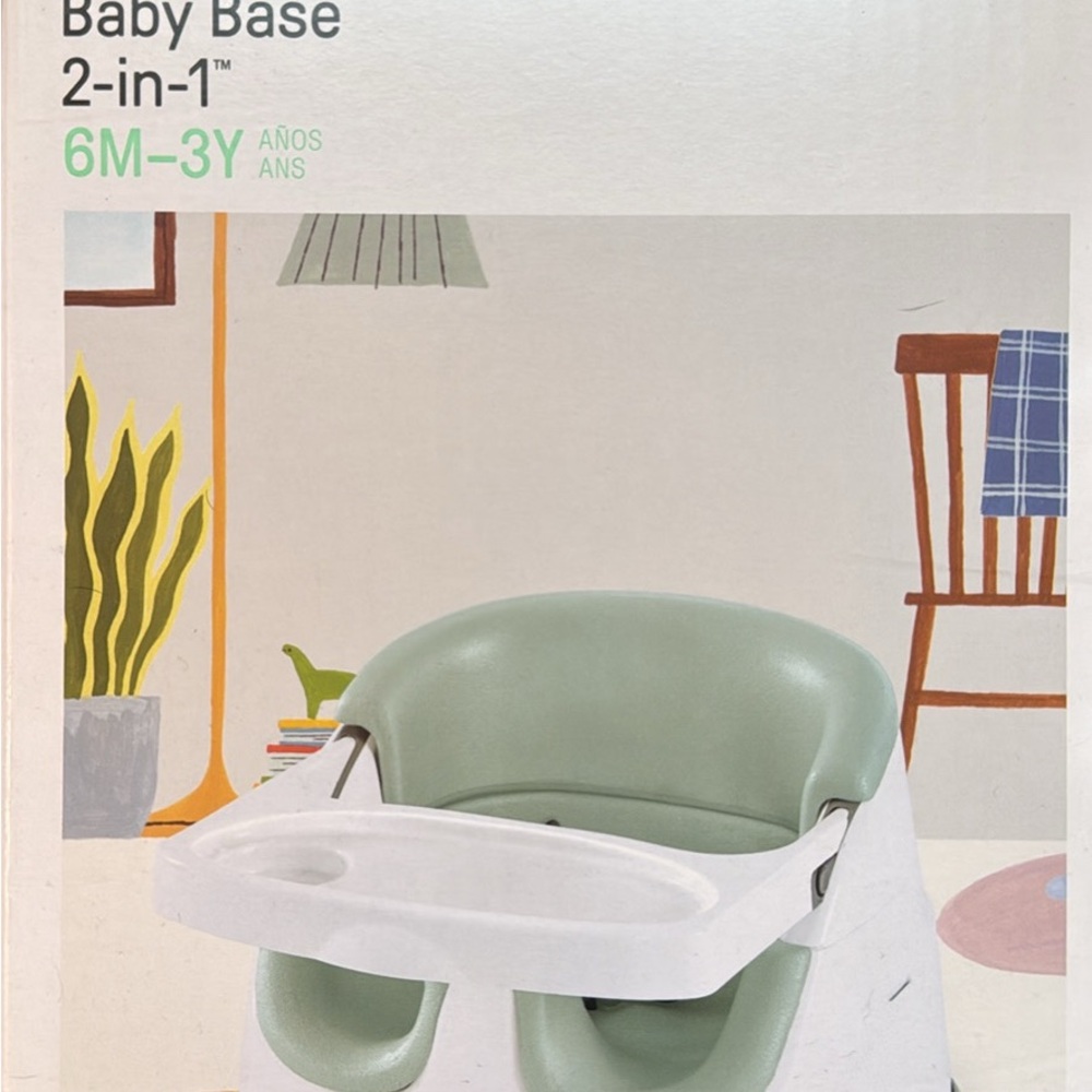 Baby Base 2-in-1 Kids Seat in Sage Green with White Tray